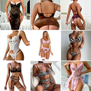 Lencería Sensual Transparente con Encaje, Control Firme, Adornos Brillantes de Pedrería, Tanga con Ribete de Red para Luna de Miel y Noches Románticas Plus - Product Image 2