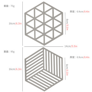 Silicone Hexagonal Trivet Mat Heat Resistant Kitchen Cookware Protector For Steamer Pot Stove Top Use Light Gray - Product Image 2