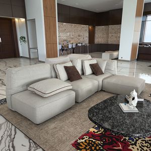 Tùy Chỉnh Phong Cách Bắc Âu Đồ Nội Thất Phòng Khách Bọc Vải <span class=keywords><strong>L</strong></span> Hình Dạng Sang Trọng Cắt Modular Sofa Giường - Product Image 5