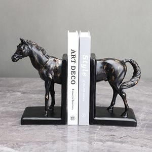 Cổ Điển Bookends Ngựa Tượng Tác Phẩm Điêu Khắc Cuốn Sách Đứng Mạnh Mẽ Cuốn Sách Lưu Trữ Bàn Bức Tượng Động Vật Trang Trí Ngựa Bookends - Product Image 1