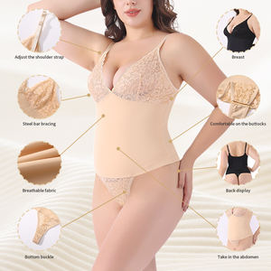 Corsé de talla grande Sexy con cuello en V Shapewear Lift Jumpsuit Summer Lace Waist Camisade Lencería para mujer - Product Image 6
