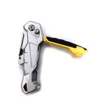 Couteau utilitaire multifonctionnel en acier inoxydable à lame dentelée, coupe-papier industriel à 4 boutons-poussoirs, outil d'électricien, bricolage