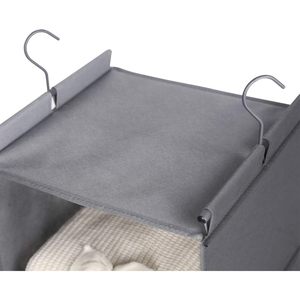 Organisateur de placard suspendu à 4 étagères, 33x15x85cm, pliable avec poches latérales pour le rangement des vêtements de chambre à coucher, gris - Product Image 6