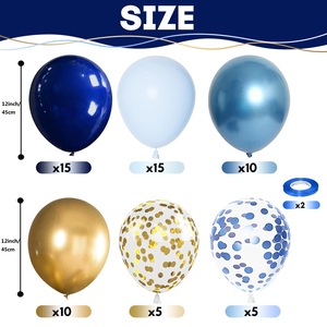 Paquete de 60 Globos Metálicos Azules y Azul Macaron de 12 Pulgadas con Globos de Confeti Dorado Metálico para Fiesta de Cumpleaños - Product Image 2