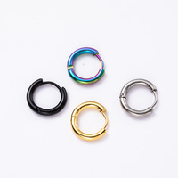 Pendientes de Aro de Acero Inoxidable de 2.5mm de Grosor, Redondos, Simples, Dorados y Negros, para Piercing Corporal, Tipo Huggie Hueco, de Venta Caliente