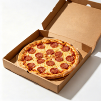 Boîte à pizza en carton ondulé brun biodégradable avec logo personnalisé, pelliculage mat et gaufrage pour emballage de plats à emporter rapides