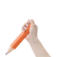 Crayons géants promotionnels en bois BUSHIBU, mine noire - 14 pouces, avec capuchon fantaisie (rouge orangé) pour écoles et usage domestique