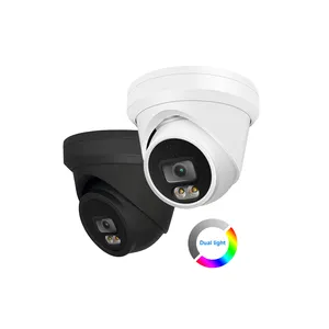 Full Color Active Deterrence Outdoor IP Camera 6MP Smart Dual Light Turret Dome Build-in Mic Speaker PoE HIK NVR Plug Play