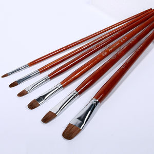 Lot de 6 pinceaux à tête ronde en poils de blaireau avec manche en bois pour gouache, peinture à l'huile, acrylique et aquarelle, pour l'enseignement artistique et la formation des étudiants - Product Image 1