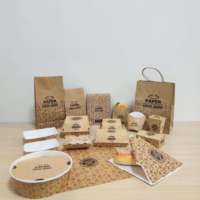 Ensemble d'emballages alimentaires en papier kraft doublé d'éponge en aluminium, boîtes jetables pour plats à emporter, burgers, frites, coupes à pizza, laminage mat