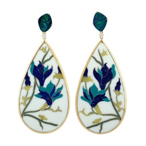 Pendientes de Oro de 18K con Diseño Floral Coreano en Forma de Lágrima, Hechos a Mano, Pendientes de Lujo para Mujer - Product Image 2