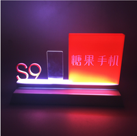 Support d'affichage LED personnalisé pour téléphone avec base en acrylique à impression UV, enseigne lumineuse pour magasins de téléphonie mobile, support de bureau moderne