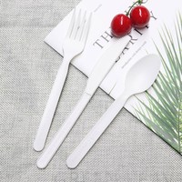 Couverts CPLA personnalisés EcoNewLeaf, biodégradables, jetables, en amidon de maïs, cuillère, fourchette, couteau, compostables, pour fêtes, en plastique PLA