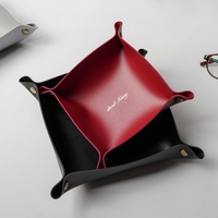 Plateau de valet en cuir PU pour bijoux montres pièces clés téléphone organisateur de table de chevet polyvalent et vaisselle de bureau pour le rangement de la salle de bain