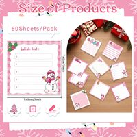 Blocs-notes adhésifs sur le thème de Noël rose, avec un adorable Père Noël et un bonhomme de neige, bloc-notes rose pastel pour liste de souhaits et liste de tâches de Noël