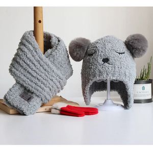 Chapeau écharpe gants trois pièces pour bébé Chapeaux et écharpes pour enfants en automne et en hiver Chapeaux chauds tricotés pour garçons et filles - Product Image 4