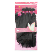Pack de 4 mèches de cheveux à tresser, extensions de tissage, closure, fibre Yaki lisse, fibre protéinée haute température, 22 pouces