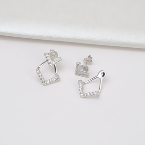 Boucles d'oreilles tendance pour femme Wenchi en argent S925 et perles 6-7, motif couronne simple, accessoires de bijoux DIY semi-finis 15945 - Product Image 4