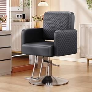 Sillón de Barbería Exclusivo de Alta Gama para Salón de Belleza con Asiento de Cuero, Bomba Hidráulica, Rotación de 360 Grados y Altura Ajustable - Product Image 4
