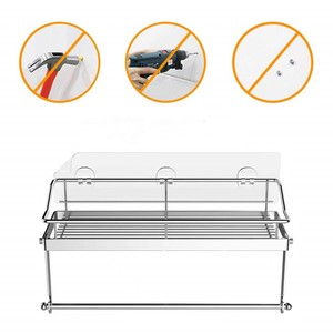 Wall Mounted Stainless Steel <b>Paper</b> Towel Holder With Spice Rack Storage Shelf <b>Kitchen</b> Organizer Adhesive No Drill Installation - Product Image 2