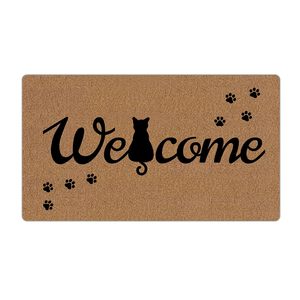 Tapis de porte en imitation fibre de coco Vast Ocean, 18x30 pouces, motif chat de dessin animé, lavable, grattoir à boue, pour intérieur et extérieur - Product Image 2