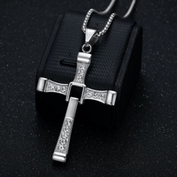 Bijoux de Commerce Extérieur - Collier Pendentif Croix Personnalisé en Acier Inoxydable Incrusté de Diamants Style Dominic Toretto Fast & Furious 8