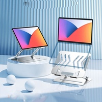 Support pour ordinateur portable double poteau de qualité supérieure en acier au carbone, réglable en hauteur, support de bureau pour tablette et téléphone