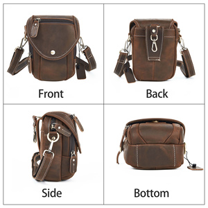 AIGUONIU Vintage Men's Small Cowhide Genuine Leather Messenger <strong>Bag</strong> with Zipper Closure <strong>Shoulder</strong> Sling <strong>Bag</strong> for <strong>Mobile</strong> <strong>Phone</strong> - Product Image 3