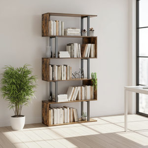 <strong>Tall</strong> Book <strong>Shelf</strong> <strong>Unit</strong> for Living Room Bedroom, White Special Shaped Wooden Bookcase - Product Image 1