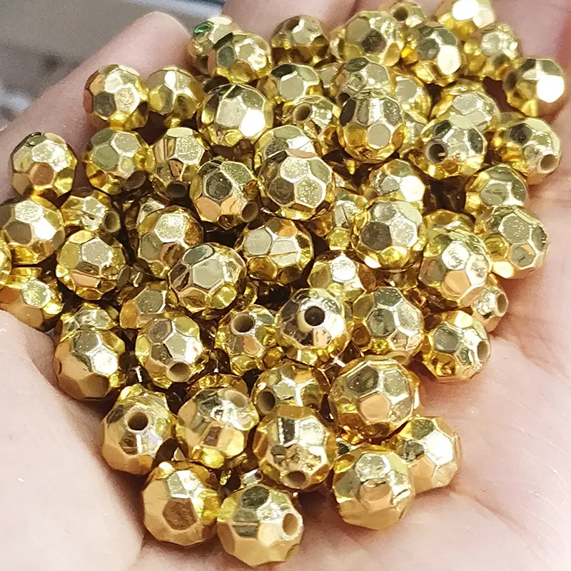JC grosir CCB manik-manik 4mm 6mm 8mm imitasi emas perak manik-manik sudut untuk membuat perhiasan manik-manik akrilik 500g