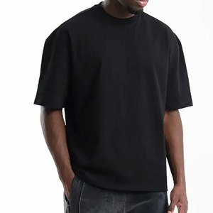 เสื้อยืดดีไซน์เนอร์ 100% ผ้าฝ้าย เสื้อยืดลำลองทรงหลวมไหล่ตก สำหรับผู้ชาย เสื้อยืดทรงครอป ทรงบ็อกซี่ เรียบง่าย สีพื้น - Product Image 3