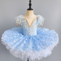 Robe de ballet pour filles, costume de scène avec paillettes et franges, petit cygne, costume d'assemblée et de chœur, tutus de danse pas chers