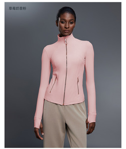 Giacca Yoga oro cerniera <span class=keywords><strong>donna</strong></span> Slim Fit a maniche lunghe antivento Yoga Fitness dimagrante giacca aderente per sport all'aria aperta - Product Image 5