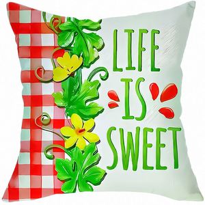 Modern Watermelon <b>Letter</b> Plaid Printing Throw Pillowcase Living Room <b>Cushion</b> Cover Polyester Linen Sofa Pillow Cases - Product Image 6