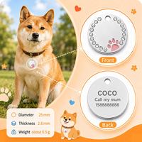 Médaille Ronde pour Collier de Chien en Alliage de Zinc, avec Empreinte de Patte, Identifiant d'Animal de Compagnie pour Collier, Personnalisation Possible
