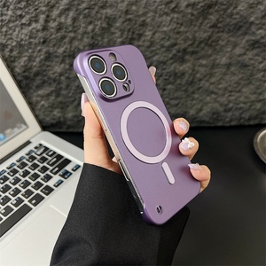 Ultra-Thin Borderless <b>PC</b> Hard Mobile Phone Case for iPhone 16 ProMax 15 Simple Style Pure Color Magnetic <b>Wireless</b> Charging Shell - Product Image 4
