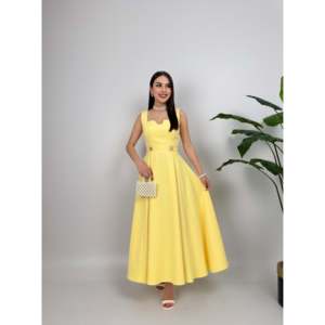 3023 เดรสผูกกระดุม ผ้าซาติน ทรงเอ คอเหลี่ยม เอวธรรมชาติ สีชมพูหวาน - Product Image 2