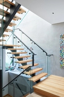 Escalier flottant double mono-équerre 2026, escalier de loft, escalier intérieur en acier droit, design élégant