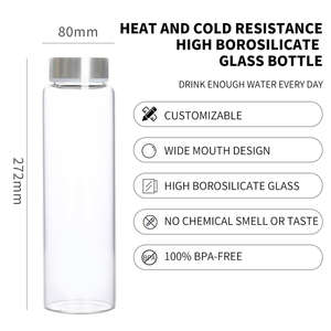 Usine de verre borosilicaté 500ml 750ml 1000ml Bouteille en verre à large ouverture Jus de café Thé Bouteille d'eau en verre Bouteille en verre personnalisée - Product Image 5
