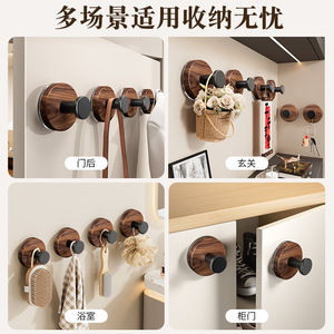 ตะขอแขวนผนังไม้วอลนัทแบบสุญญากาศ ติดผนังด้วยกาวในตัว สไตล์วินเทจ - Product Image 5