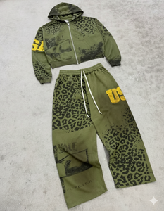 Tùy Chỉnh Quần Bó <span class=keywords><strong>S</strong></span>át Và Áo Thiết Lập Y2K Cổ Điển Thêu Tracksuit Thiết Lập Tùy Chỉnh Enzyme Rửa Quá Khổ Cắt Zip up Hoodie Bộ - Product Image 6