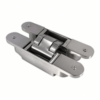 Bisagra oculta 3D de acero inoxidable satinado L160 W30mm para instalación sobre la superficie, para puertas cortafuegos EN1634 FR-132