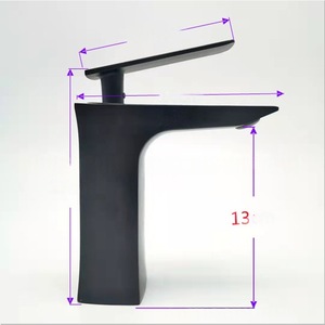 Robinet de lavabo noir monotrou à levier unique, avec valve en céramique, en laiton, design contemporain, à poser sur le comptoir - Product Image 2