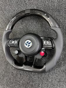 พวงมาลัยคาร์บอนไฟเบอร์ทรงสปอร์ตแบบฐานแบนสำหรับ Volkswagen Golf <span class=keywords><strong>7r</strong></span> Gti MK7 POLO Passat CC Jetta ปรับแต่งได้ตามต้องการ - Product Image 2