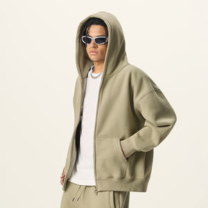 OEM/ODM شعار مخصص فضفاض صالح جودة عالية فارغة 3D التطريز طباعة المتضخم زائد الحجم القطن الرجال سحاب حتى هوديس للرجال - Product Image 3