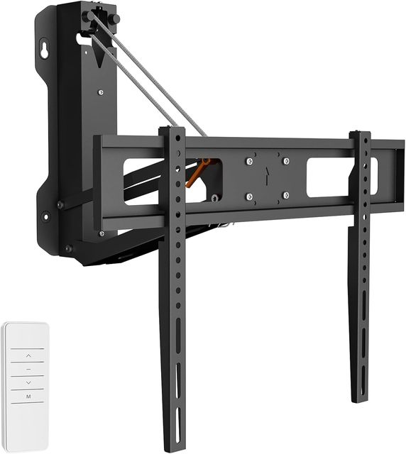 NBJOHSON SPCC 2026 NEW Electric Motorized Flip TV Ceiling Mount 40KG Capacity -14- +7 Tilt Remote Control 85" Max Size TV