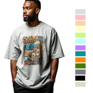 เสื้อยืดคอ300gsm หนาแขน3/4สำหรับผู้ชายผ้าฝ้าย100% โอเวอร์ไซส์ออกแบบโลโก้ได้ตามต้องการ - Product Image 1