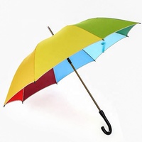 Personnalisé 23 pouces 190T Polyester impression automatique ouvert droit parapluie courbe poignée suspendu voyage pluie parapluie cadeau