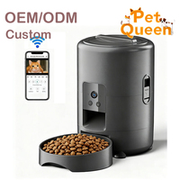 Distributeur automatique de nourriture pour chat et chien en acier inoxydable 2L, avec minuterie, noir, WiFi, alimentation par chargeur, caméra automatique, écran LCD