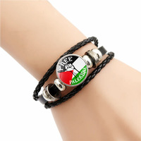 Bracelet en cuir tressé drapeau palestinien Bestone, vente en gros, bracelet Free Palestine